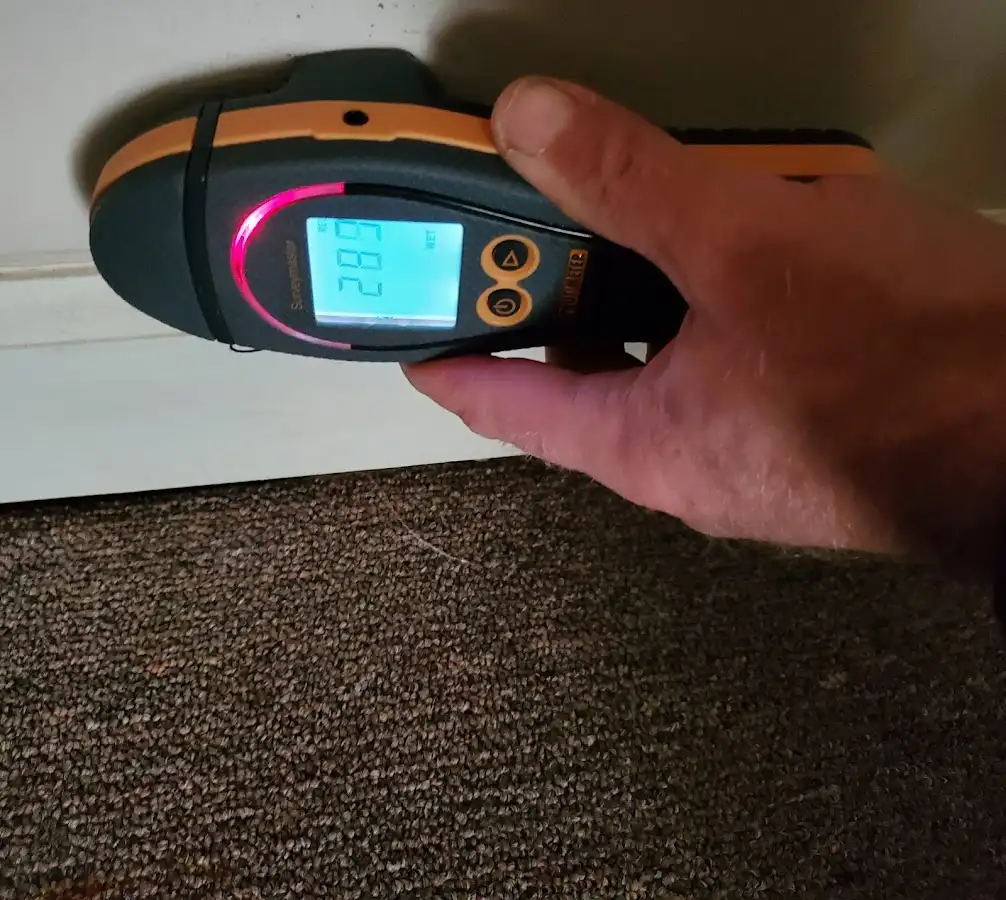 Moisture detection at baseboard during Sewage Cleanup & Sanitation in Oceola